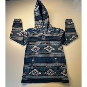 Depart west Boys Sz 10-12 Aztec Print Hoodie Pullover‎ Blue Tribal Southwestern